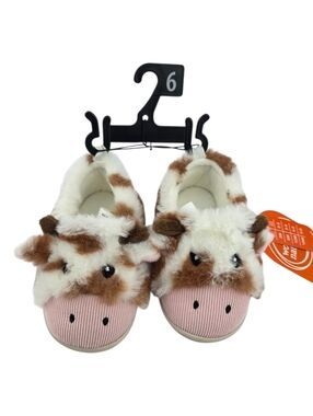 Wonder Nation Cow Farm Animal House Slippers Size 6 (18M)